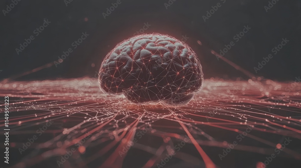 Aufkleber human brain illuminated by intricate glowing connections, symbolizing thought and neural networks.