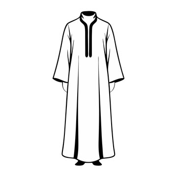 line drawing of kanzu, clothing, traditional attire on transparent background