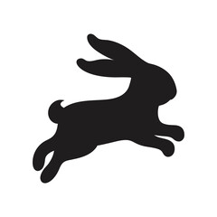 Playful Jumping Rabbit Silhouette Vector