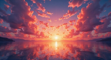 Fototapeta premium sunset over the lake