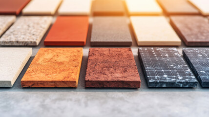 Fototapeta premium Close up of sustainable building materials showcasing various textures and colors. Ideal for design inspiration and eco friendly projects