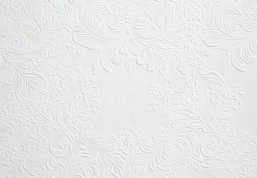Naklejki Elegant White Embossed Floral Damask Wallpaper Texture