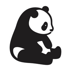 Sitting Panda Silhouette Vector, panda vector
