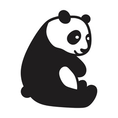 Sitting Panda Silhouette Vector, panda vector