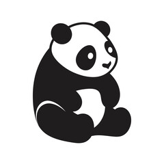 Sitting Panda Silhouette Vector, panda vector