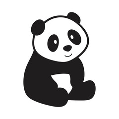 Sitting Panda Silhouette Vector, panda vector