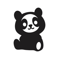 Sitting Panda Silhouette Vector, panda vector