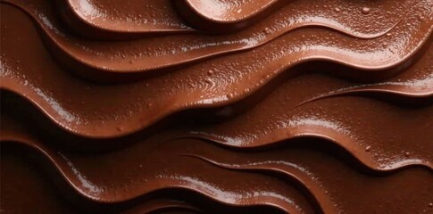 Dark brown background with layers of melting chocolate forming a gradient, rich, gradient, texture