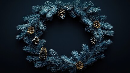 Elegant Teal Christmas Wreath with Gold Pinecones
