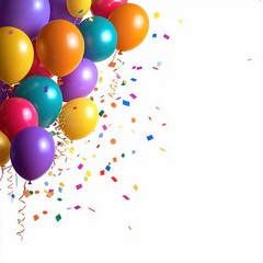 Birthday Celebration with Colorful Balloons, Confetti, and Streamers for Kids' Party Decorations