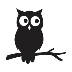 Perched Owl Silhouette Vector – High-Quality Wildlife Clipart