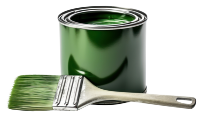 PNG Paint can with stains brush white background paintbrush.