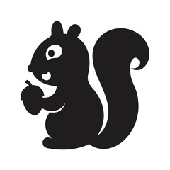 Playful Squirrel Silhouette Holding Nut – High-Quality Wildlife Clipart