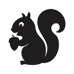 Playful Squirrel Silhouette Holding Nut – High-Quality Wildlife Clipart