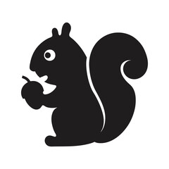 Playful Squirrel Silhouette Holding Nut – High-Quality Wildlife Clipart