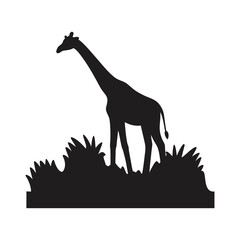 Long-Necked Giraffe Silhouette – High-Quality Wildlife Clipart 
