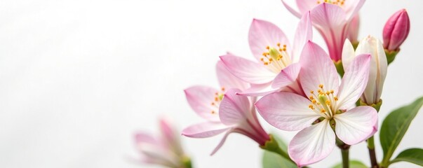Obraz premium Delicate honeysuckle flowers on a white background, botanical, white background