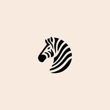 Zebra Head Logo, Black zebra logo icon flat vector design.