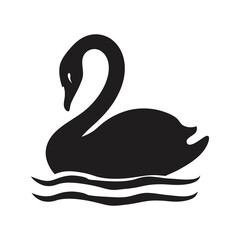 Elegant Swan Swimming Silhouette – High-Quality Wildlife Clipart