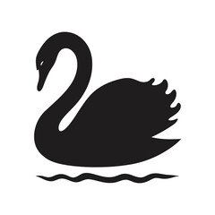 Elegant Swan Swimming Silhouette – High-Quality Wildlife Clipart