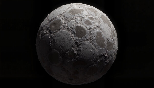 Detailed view of the Moon against black background