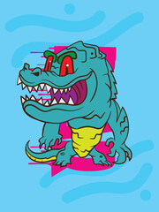 Obraz premium dinosaur vector illustration for beast reptile symbol