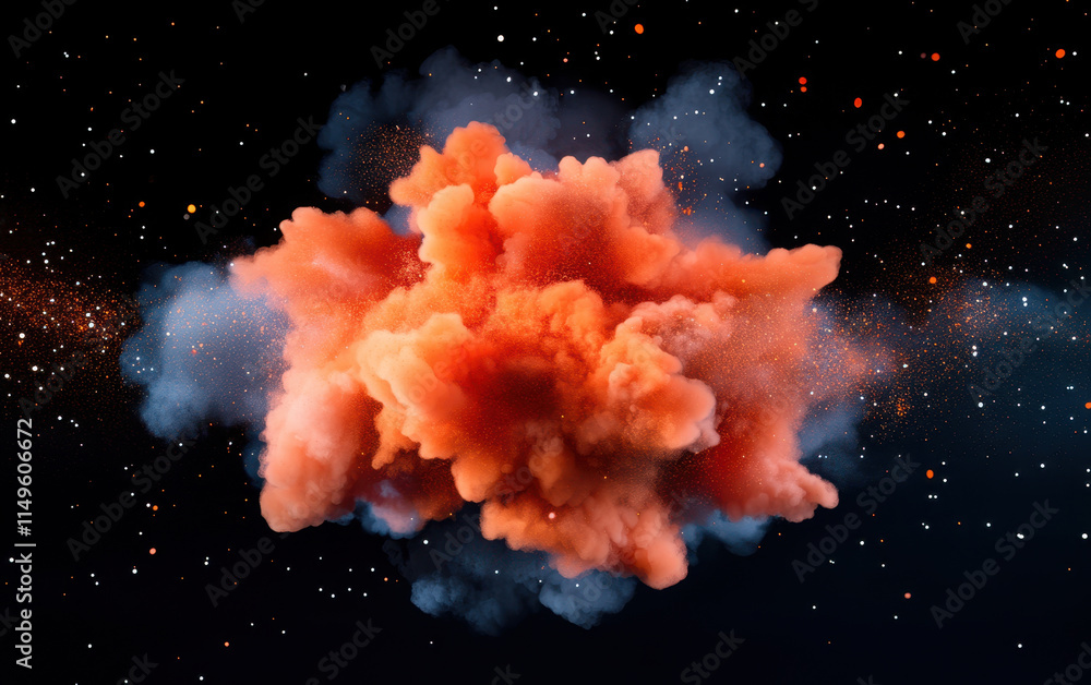 Poster colorful explosion of spices and powders creating dynamic visual effect, evoking energy and creativi