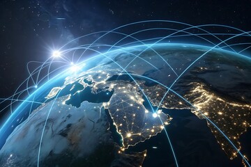 Cyber Europe A Digital Network Map of Glowing Blue Connections and Futuristic Communication Grids Highlighting Global Connectivity and Digital Transformation