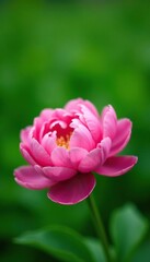 Obraz premium Soft focus image of blooming peony against a lush green background, blossoms, blossoming, herbaceous