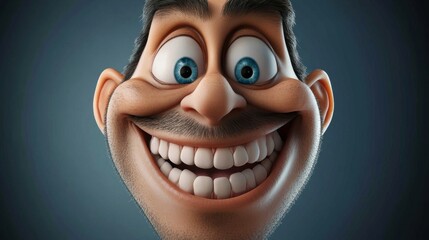 Naklejka premium Brightly animated character with a huge smile and expressive eyes exuding joy in a vibrant digital artwork