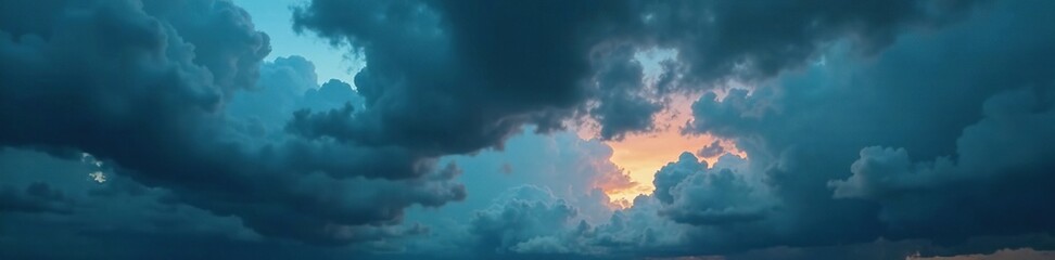 Obraz premium Darkening sky with storm clouds gathering in the distance, stormy atmosphere, clouds