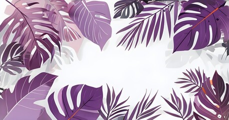 Collection of tropical leaves, foliage plant in purple color with space background