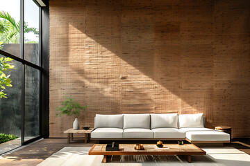 textural home decor, combining textures like wallpaper and rattan with sleek furniture achieves a harmonious blend of hard and soft surfaces