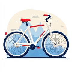 Fototapeta premium Classic White Bicycle With Red Accents Against A Scenic Background