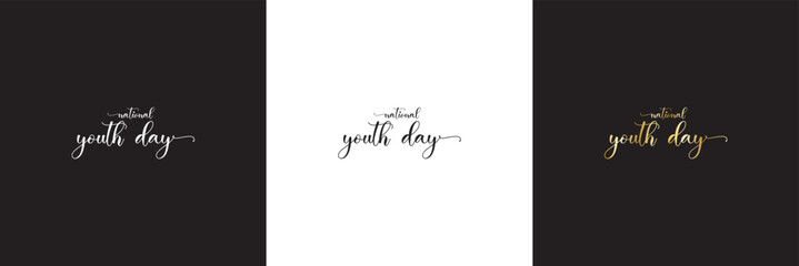 National Youth Day social media feed template.  Vector illustration. isolated on white and black background. EPS 10
