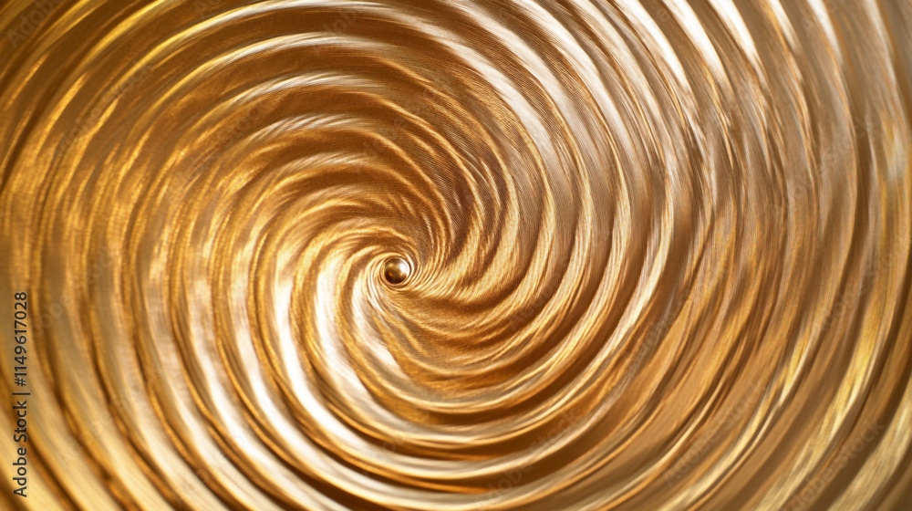 Poster intricate golden spiral design showcases depth and texture in close-up view.