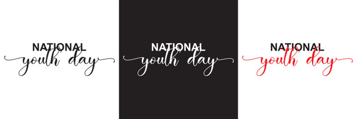 National Youth Day social media feed template.  Vector illustration. isolated on white and black background. EPS 10
