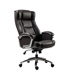 Sleek Black Executive Office Chair. Transparent background