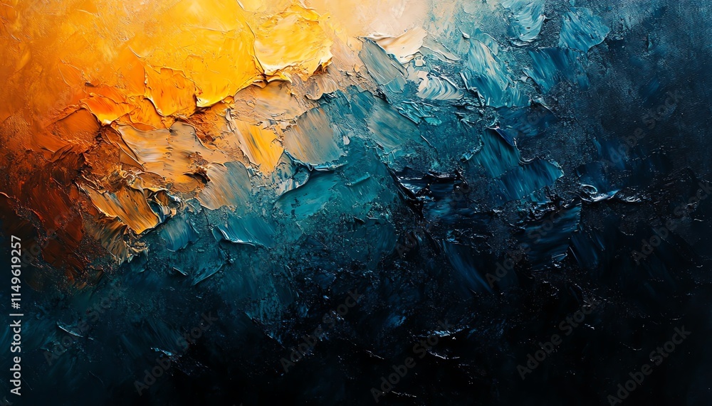 Poster radiant oil painting texture with a mix of warm and cool tones, dynamic strokes, and textured canvas