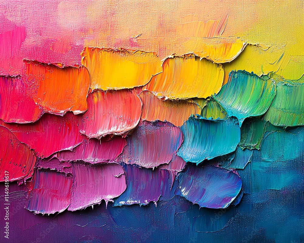 Poster vivid abstract oil painting texture with dynamic brush strokes, blending vibrant colors on a texture