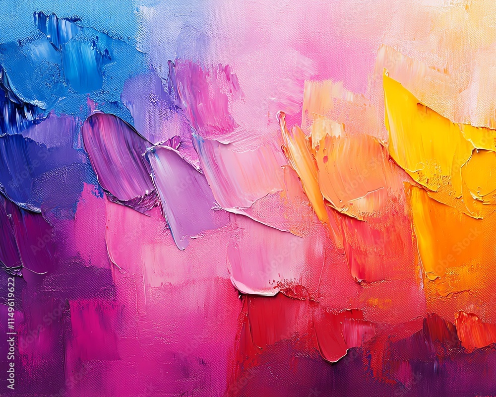 Aufkleber vivid abstract oil painting texture with dynamic brush strokes, blending vibrant colors on a texture