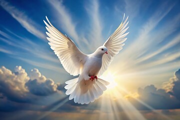 Serene White Dove of Peace: Hope & Harmony Aerial Stock Photo