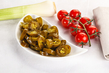 Sliced canned jalapeno pepper