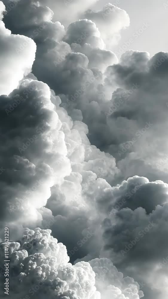 Poster soft gray clouds create a dramatic sky scenery at twilight with varied textures and contrasts in lig