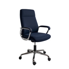 Stylish Office Chair with Blue Upholstery. Transparent background