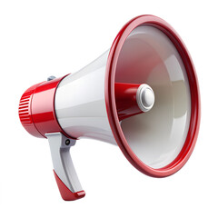 Red megaphone isolated on transparent background.