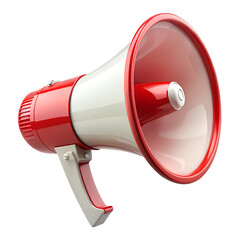 Red megaphone isolated on transparent background.