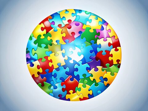 Autism Awareness Puzzle Piece Circle - Bright & Colorful
