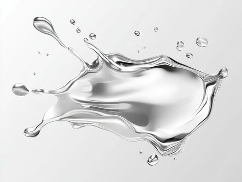 Reflective Liquid Mercury Texture With Silvery Droplets Creating Unique Shapes and Splashes