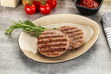 Grilled two beef burger cutlet